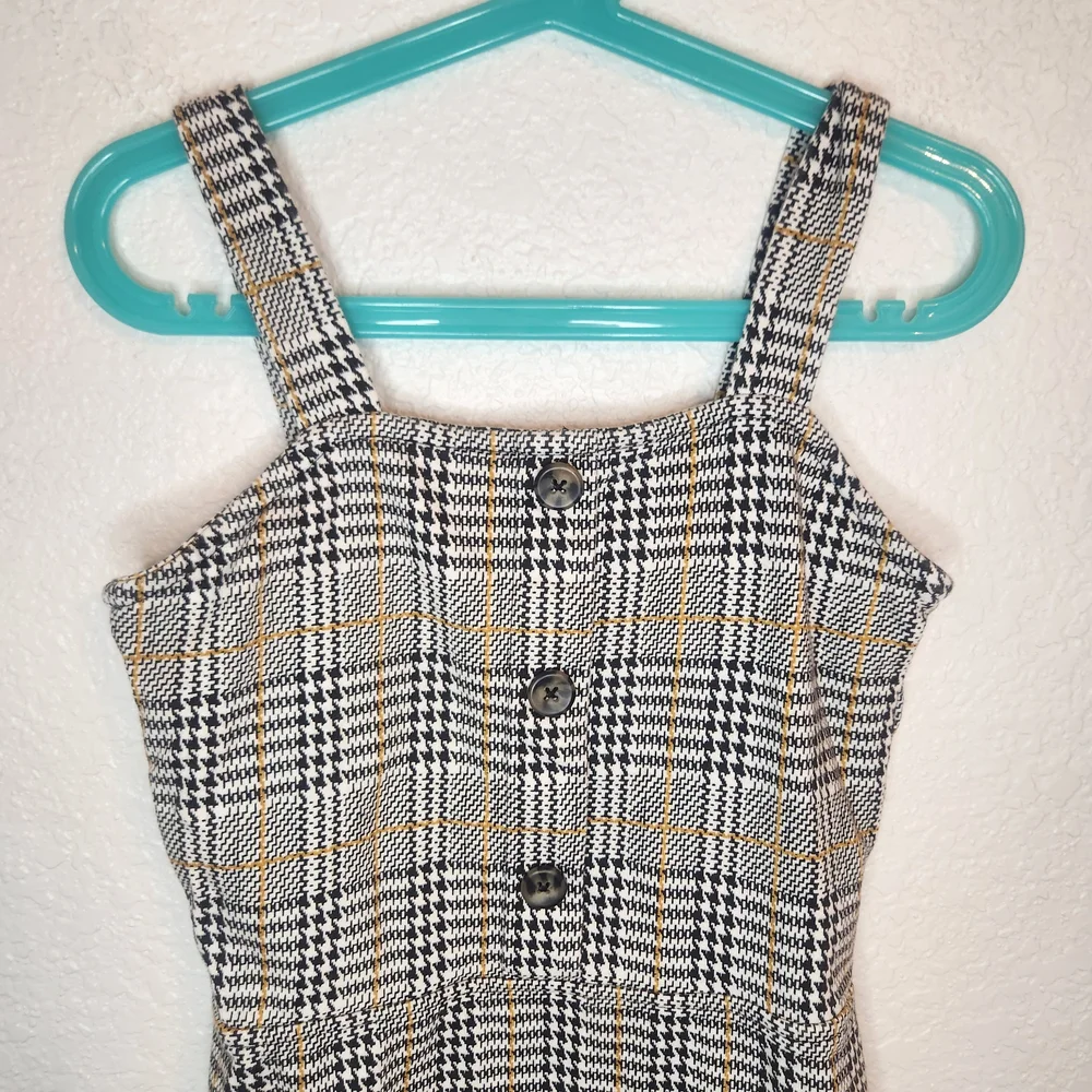 Max Girl Girls Plaid Button-Front Sundress in Beige and Black 8-9 yrs